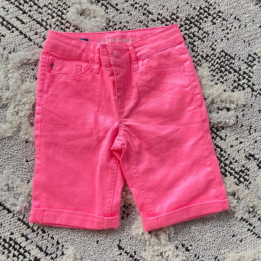 Bright pink jean shorts